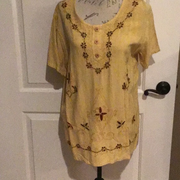 Tops - Large? Embroidered Linen like Tunic 2@$10